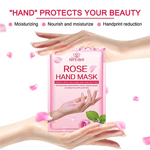 Hand Peel Mask, (5 Pack) Rose Moisturizing Gloves, Moisturizing Natural Therapy Gloves, Exfoliating Hand Peeling Mask… - Image 5