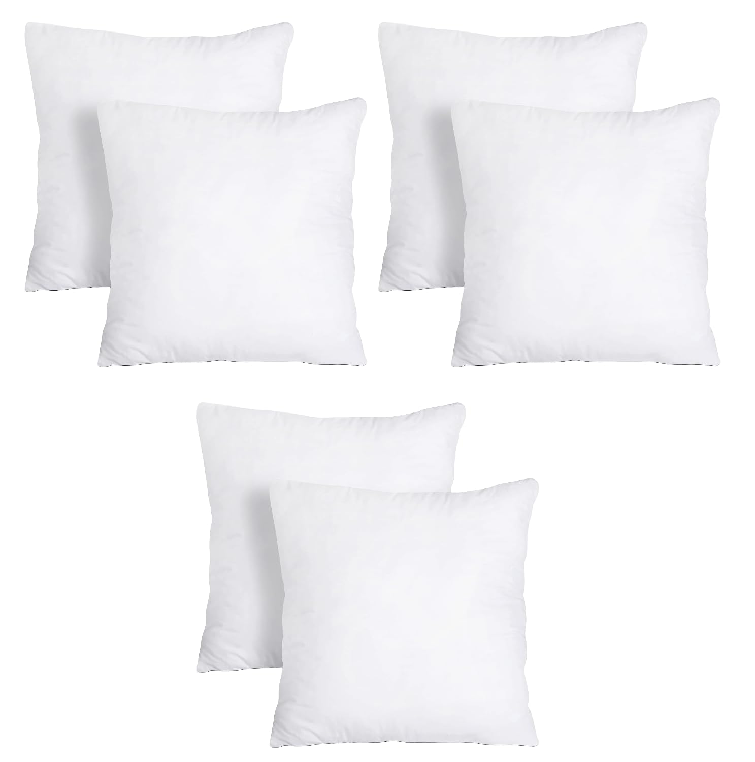 Cushion 18 inch x 18 inch Set of 6 Plain White Throw Pillow Insert - Cozy and Soft Sofa Microfiber Fill Cushion for Stylish Home Decor - White