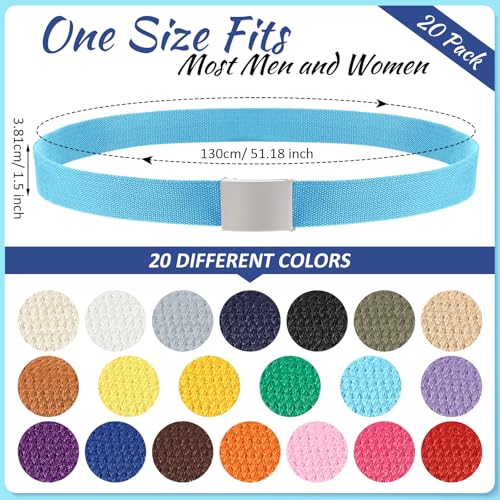 Image of Yahenda 20 Pcs Web Belt for Men Women Belt Adjustable Canvas girdle Golf Strap with Military Buckle Casual Web girdle