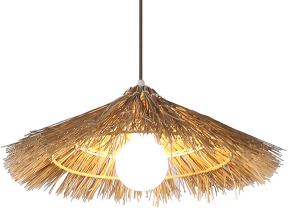 Rustic Rattan Woven Home Chaner Bamboo Rattan Cage Basket Hanging Light Over Dining Table Hallway Farmhouse Retro Wicker Woven Light Fixtures for Dining Room Kitchen Island Cafe