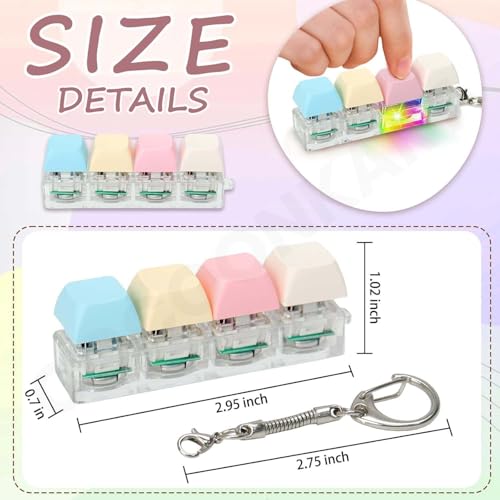 Image of 4 in 1 Keyboard Fidget Toys for Adults LED Light Keyboard Clicker with Keychain Fidget Sensory Fun Toys for Decompression