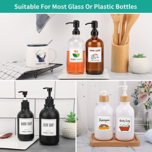 Image of Segbeauty 18pack Waterproof Soap Labels, Farmhouse Kitchen Bathroom Organization Labels, 2.5in Reusable Removable Cleaning Hand Soap Dispenser Stickers for 10oz 16oz 32oz Plastic or Glass Bottles