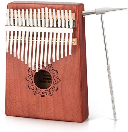 Kalimba 17 Keys Thumb Piano, Solid Finger Piano with Locking system, Instruction and Tune Hammer Solid Wood Mahogany Body
