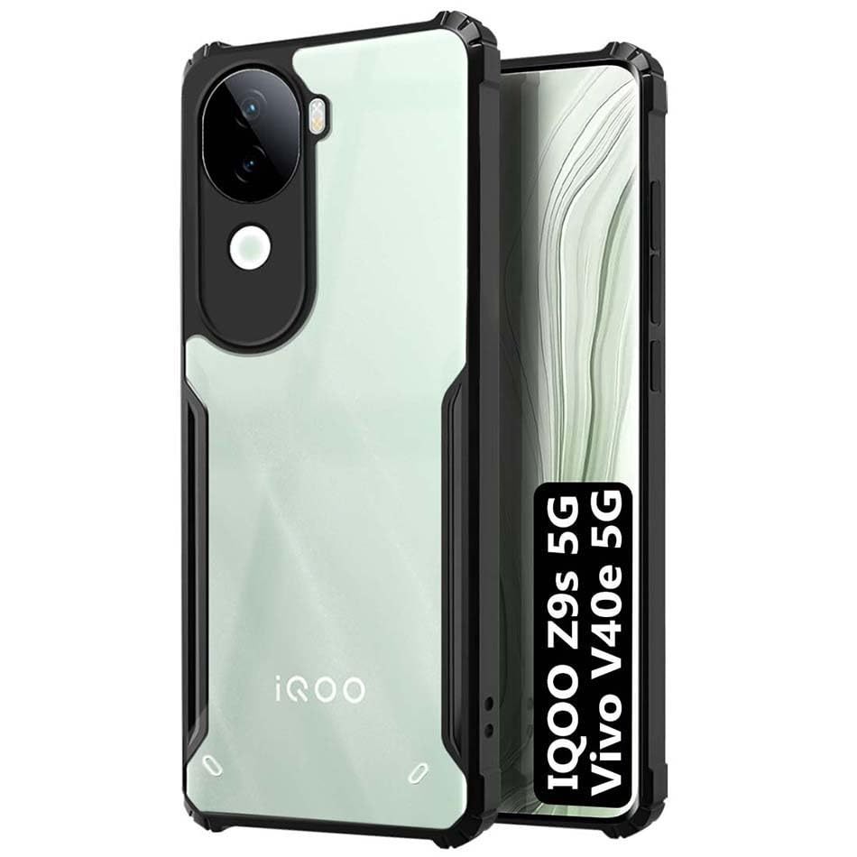 Fashionury Shockproof Crystal Clear Back Cover Case for Vivo V40e 5G / iQOO Z9s 5G | 360 Degree Protection | Protective Design | Transparent Back Cover Vivo V40e 5G / iQOO Z9s 5G (Black Bumper) (B0DFVLR2D2) Amazon Price History, Amazon Price Tracker