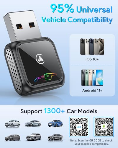 Image of Super Mini Wireless CarPlay Adapter (Upgraded)-Bluetooth Apple Car Play Dongle, Zero Latency, Stable Connection, Compatible with iPhone 6+ & Android Auto 10+, Cars from 2017, USB /Type-C