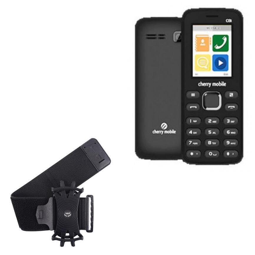 BoxWave Holster Compatible with Cherry Mobile C8i - ActiveStretch Sport Armband, Adjustable Armband for Workout and Running - Jet Black