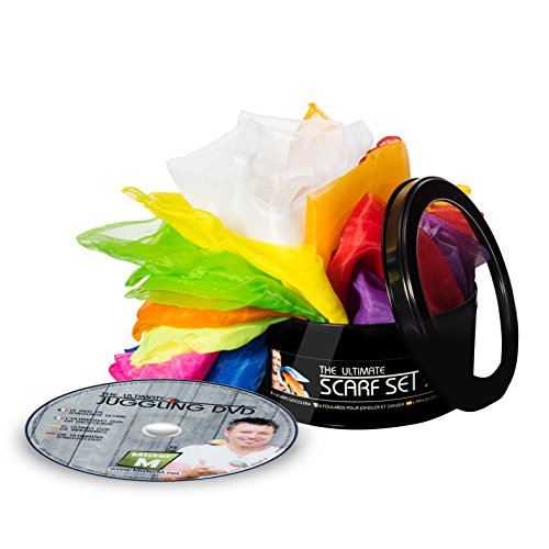 ? 10 Pañuelos de Malabares, Disfraz o Bailar / CE Verificado + DVD Todo en Caja de Regalo - del Artista Mister M