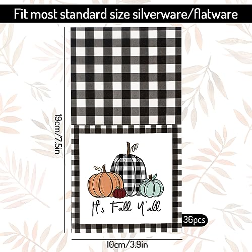 Whaline-36Pcs-Fall-Thanksgiving-Utensil-Cutlery-Holders-Buffalo-Plaids-Pumpkin-Knife-Forks-Silverware-Paper-Pouch-Bags-Autumn-Harvest-Cutlery-Wraps-Tableware-Holder-for-Dinner-Table-Setting-Decor Whaline 36Pcs Fall Thanksgiving Utensil Cutlery Holders Buffalo Plaids Pumpkin Knife Forks Silverware Paper Pouch Bags Autumn Harvest Cutlery Wraps Tableware Holder for Dinner Table Setting Decor