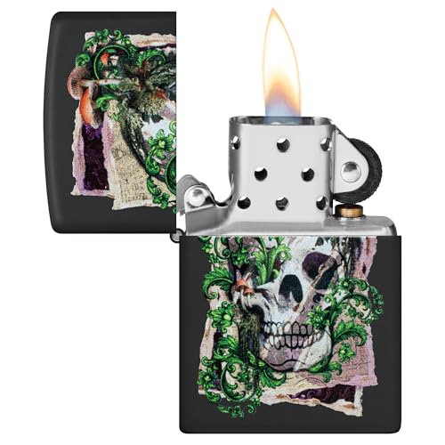 Encendedor Zippo Skull Collage Diseño Negro Mate miniatura 3
