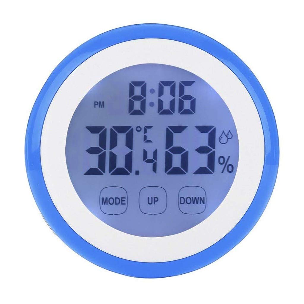 Termómetro de habitación de alta calidad, termómetro de pared grande, higrómetro para interiores y exteriores para patio (azul)