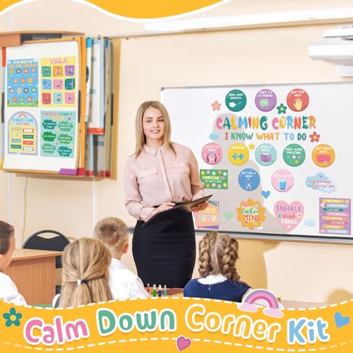 Pajean 36 Pcs Calming Corner Bulletin Board Decoration Calm Down Corner Posters Mental Health Bulletin Board Kit Feeling Emotions Classroom Posters for Toddler Kindergarten Preschool Decoration - Image 3