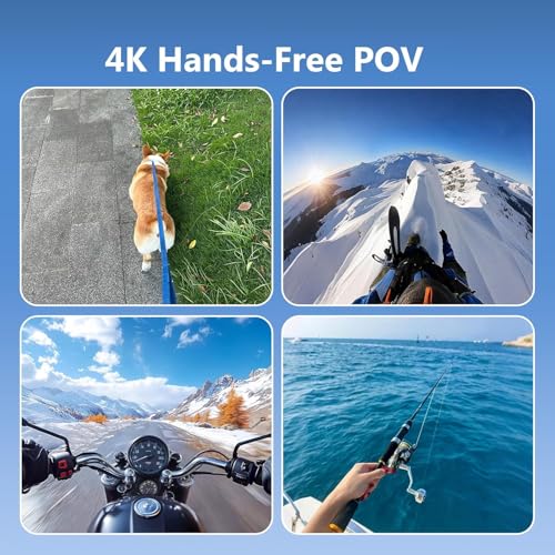 Image of 4K Action Camera, Body Camera with 64GB Memory Card, Vlogging Camera with Helmet Mount, Mini Size Cam with Spring Clip, Hands-Free POV Recording, Recorder DV for Travel, Sports and Cycling