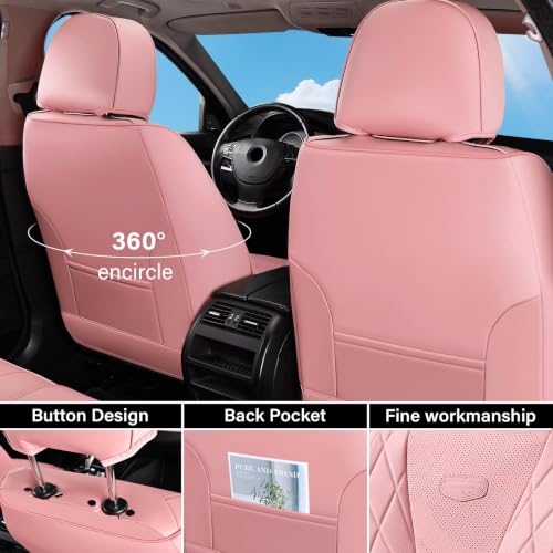 Image of Coverado Seat Covers, Auto Seat Covers 5 Seats, Pink Driver Seat Covers, Waterproof Car Seat Cushion Protector Universal Fit for Most Cars SUV Trucks