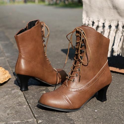 Botas de tacón grueso duraderas con diseño clásico ankle para mujer 7