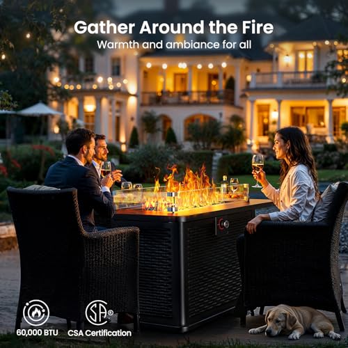 Ciays 43-Inch Propane Fire Pit with 60,000 BTU, Black