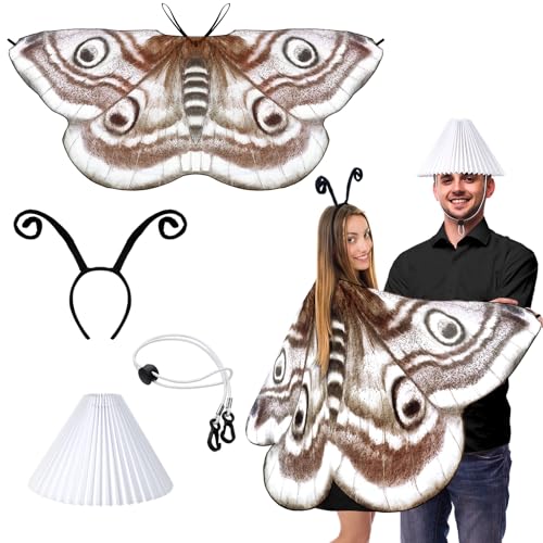 Cotwinter 4 Pcs Halloween Moth and Lamp Couple Costume Headband