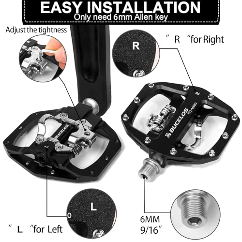 BUCKLOS Dual-Sided MTB Clipless Pedals