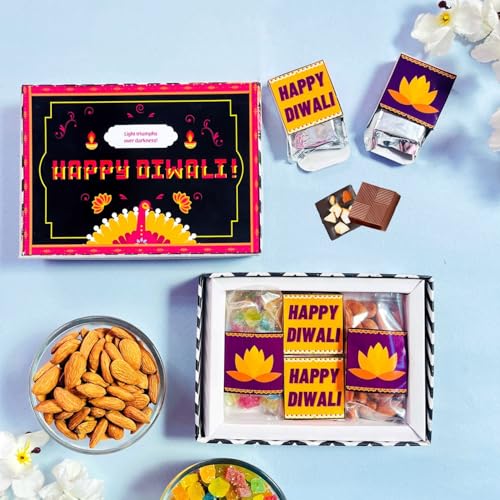 Image of Expelite Diwali Gift for Employees Under - Diwali Chocolate Gift box with Almonds and Greetings Online
