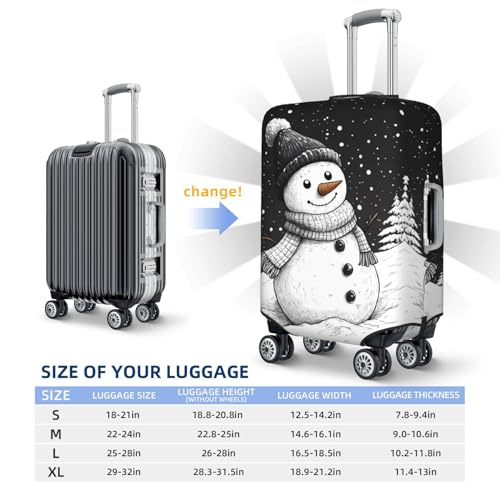Travel Luggage Cover Protector - Christmas Christmas black and white snowman Anti-Scratch Suitcase Covers Fits 18-32 Inch Luggage2