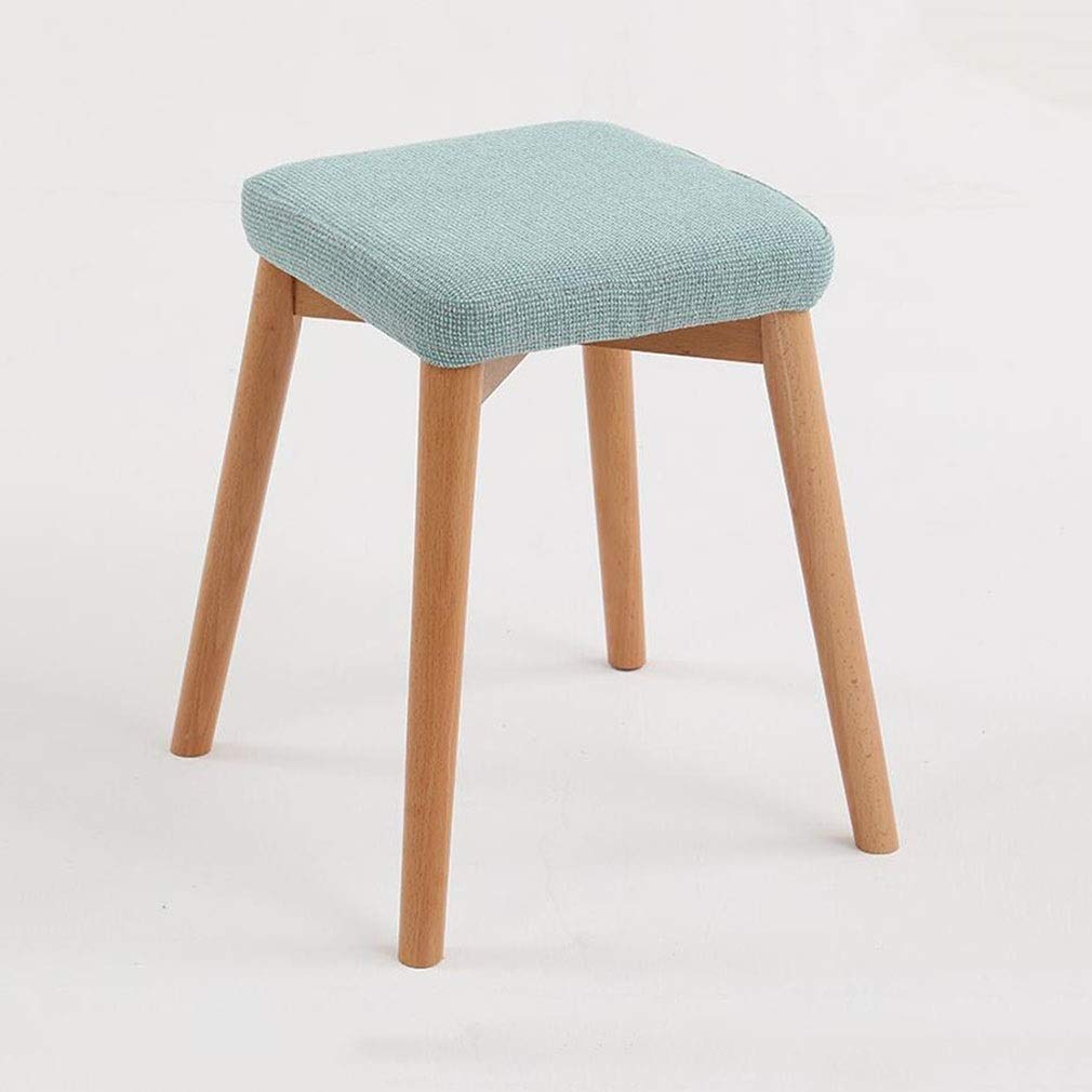 Repose-pieds carré en tissu et bois massif aux finitions artisanales