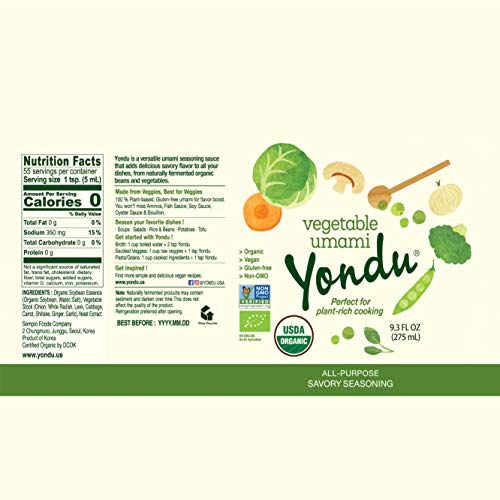 Yondu Vegetable Umami – Premium Plant-based Seasoning Sauce – All-Purpose Instant Flavor Boost, Better Than: Fish Sauce, Soy Sauce, Bouillon (9.3 Fl oz)