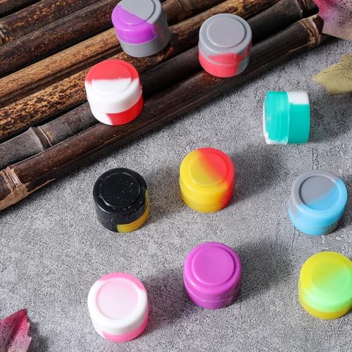 100 Pieces Silicone Wax Containers Non Stick Silicone Wax Containers Multi Use Storage Jars Oil Concentrate Bottles for Home Kitchen Travel, Assorted Colors (2 ml)3