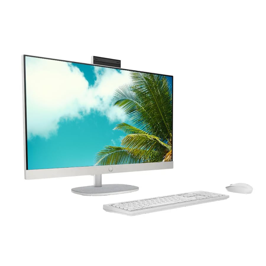 Image of Customized Desktop Computer, Created Using HP 27 inch FHD All-in-One Desktop Computer, Intel 12-Core Ultra 7 155U Processor, 8GB /16GB /32GB /64GB RAM, 256GB /512GB /1TB /2TB SSD, Windows 11, White