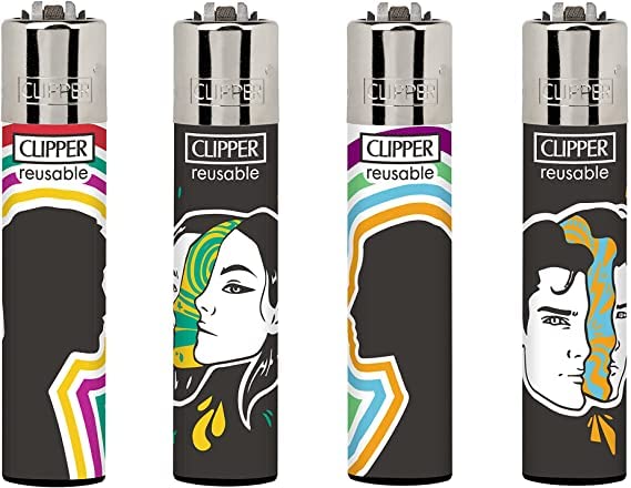 4 x Clipper Lighters - OPEN MIND - Gas Lighter Refillable You get all 4 NEW ( OPEN MIND )