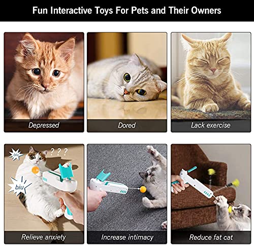 Image of Pets Empire Cat Toy Gun, Interactive Cat Toy Gun Shape Toy with Ball & Feather, Indoor Exercise Funny Cat Stick Toy 1 Piece (Color May Vary)
