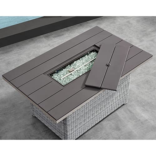 Deko Living Tricarico 4 PCS Patio Furniture Set with Firepit Table, Outdoor Sectional Sofa Set Wicker Coffee Table Conversation Sets, ETL Listed 50,000 BTU Propane Gas Fire Pit, Grey - Image 3