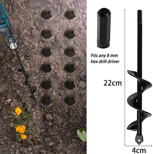 Garden Hole Digger Auger for Planting Bulbs Seedlings,Bulb Planting Auger,Heavy Duty Garden Spiral Auger Drill Bit,Thickened Shaft Planting Auger,Drill Planter Garden Bulb Planter Tools(8x30cm,4x22cm)