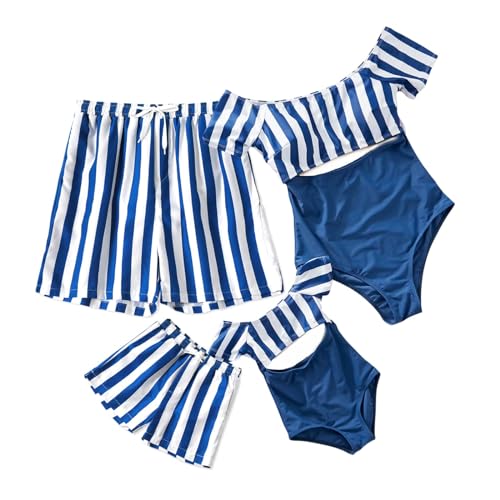 IFFEI Family Matching Swimwear One Piece Bathing Suit Striped Hollow Out Monokini Mommy and Me Beachwear