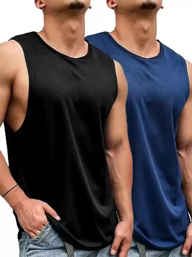 bqf Black and Navy Blue Gym Vest for Men-picture-50