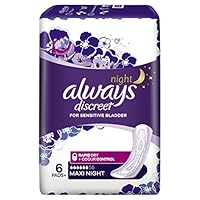 Always Discreet Incontinence Night Pads, Maxi Night, 6 Pack