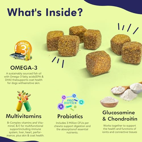 Multivitamin Treats for Canine  Glucosamine Chondroitin for Joint Help + Digestive Enzymes  Probiotics  Grain Free Canine Vitamin for Pores and Skin  Coat + Immune Well Being  60ct  Cucciolini Doodles Multivitamin treats for canine  glucosamine chondroitin for joint help + digestive enzymes  probiotics  grain free canine vitamin for pores and skin  coat + immune well being  60ct   cucciolini doodles