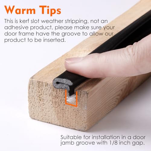 Kerf Weather Stripping Door Seal - Large Gap, Exterior Door Weather Seal Strip - 20Feet, Black by OTIIALOT - Image 3