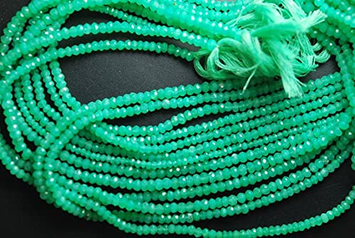 Chrysoprase naturelle facettée perle 3mm fil LKBEADS minéraux