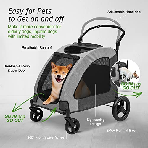 Dog Stroller For Large Dogs, Dog Stroler Waterproof Oxford Cloth With Storage Bag, Adjustable Handle, Zipper Entry, Pet Stroller For For 2 Medium Dogs Up To 120Lbs #TOP1