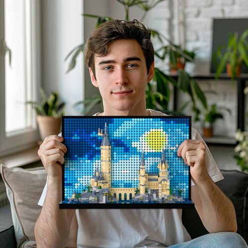 Micro Brick Magic Castle Building Set: 3D Wall Art | 2-in-1 Home Decor Model | Creative Castle & Painting Display | DIY Gift Idea Building Toy for Teens Ages 8+ Kids, Adults