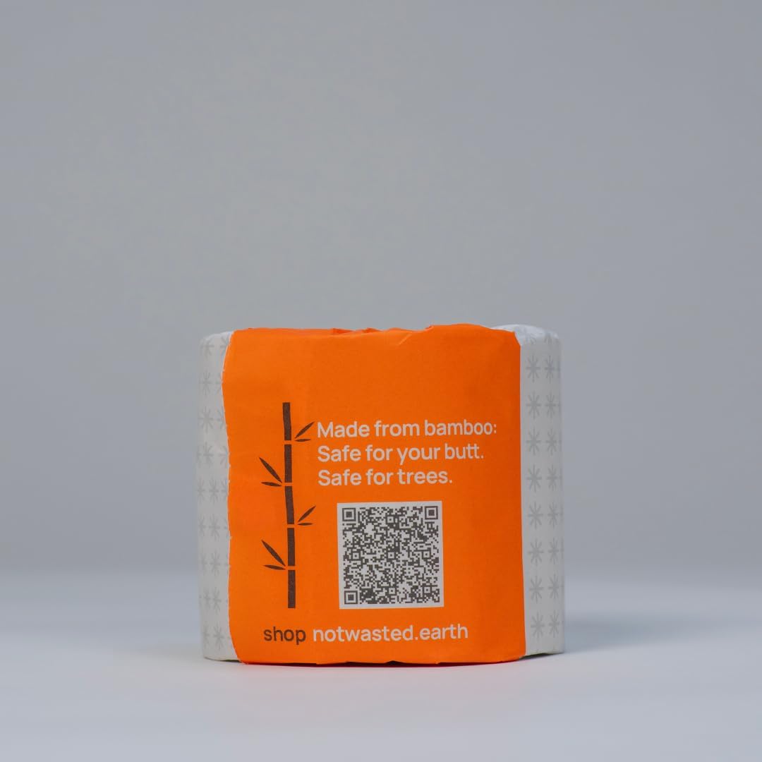 Wasted*Wipes Bamboo Toilet Paper – 24 Rolls, 500 Sheets Per Roll (60% Larger Rolls), 2-Ply, Septic Safe, Eco Friendly Toilet Paper