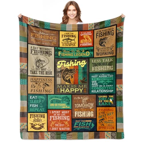 Fishing Gifts for Men, Gifts for Fishermen Blanket 50"x60", Fishing