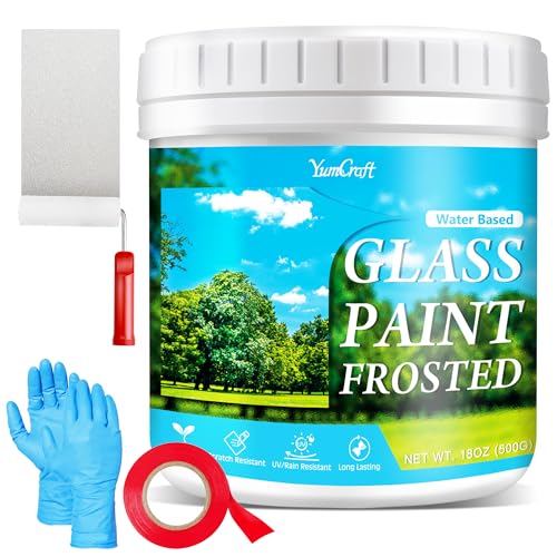 YumCraft Milchglasfarbe 500g, Translucent Fenster Sichtschutz für Fenster mit Werkzeug, wasserdichte Sichtschutzbeschichtung Milchglas Farbe - Frosted Glass Paint für Bad, KüChe, BüRo, Badezimmer YumCraft Milchglasfarbe 500g, Translucent Fenster Sichtschutz für Fenster mit Werkzeug, wasserdichte Sichtschutzbeschichtung Milchglas Farbe - Frosted Glass Paint für Bad, KüChe, BüRo, Badezimmer