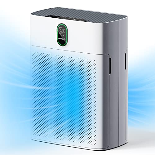Air Purifiers for Home Large Room Up to 1076 Sq Ft with Air Quality Sensors, MORENTO H13 True HEPA Filter Remove 99.97% of Dust, Pet Dander, Smoke with Double-sided Air Inlet, 24dB for Bedroom, White