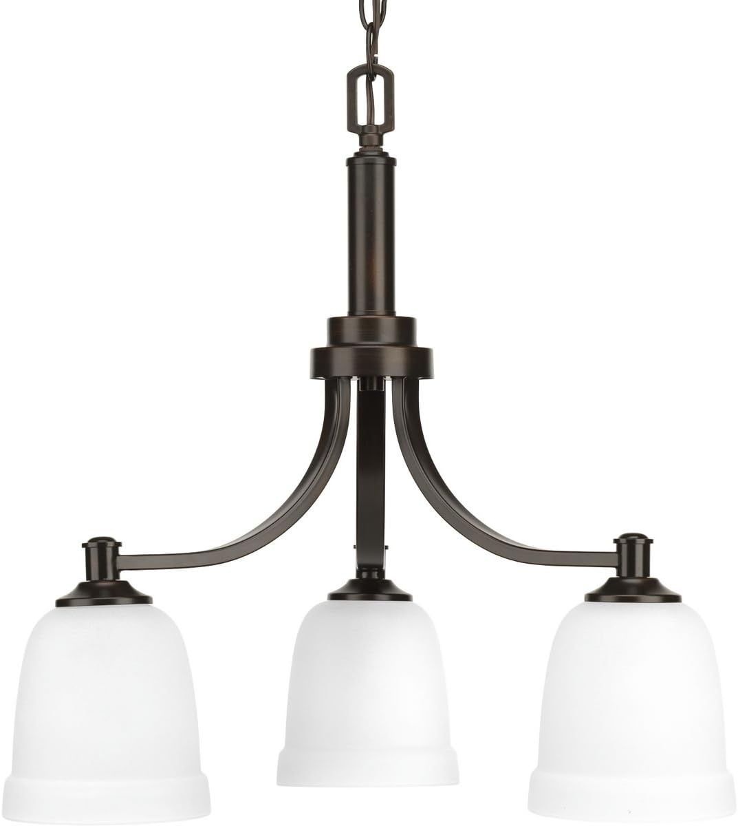 Progress Lighting Topsail Collection 3-Light Etched Parchment Glass Coastal Chandelier Light Antique Bronze