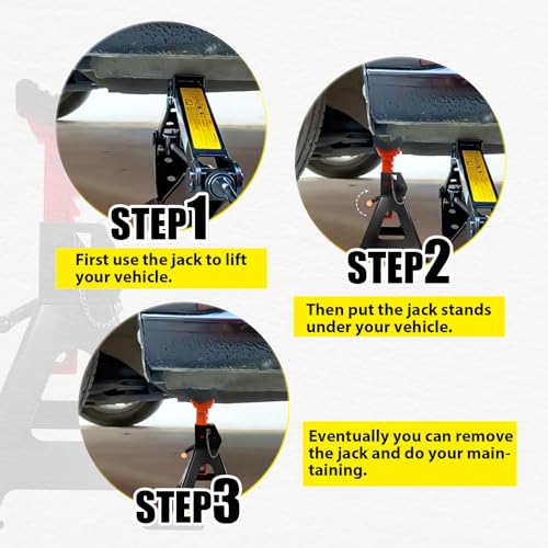 Upgraded Jack Stands 6 Ton (13,200 LBs) with 2 Crossbars and Double Pin Locking,Safe and Stable,Jack Stands 15.35\"-22.05\" Adjustable with Rubber Pads for Trucks,Home,Garage, SUV,Car,UTV/ATV,1 Pair - Thumbnail 6
