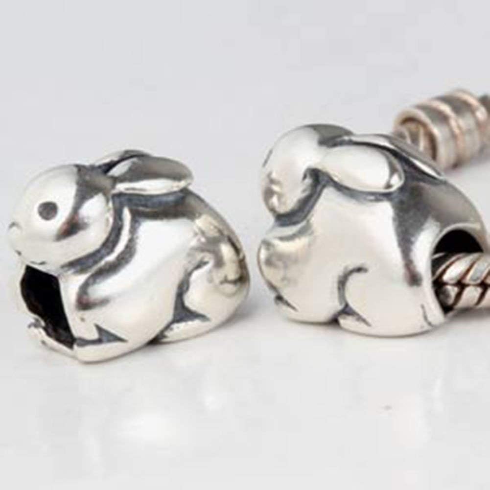 925 Sterling Silver Lucky Rabbit Charm Animal Charm Pet Charm Birthday Charm Christmas Charm for Pandora Charm Bracelet (A) - Image 5