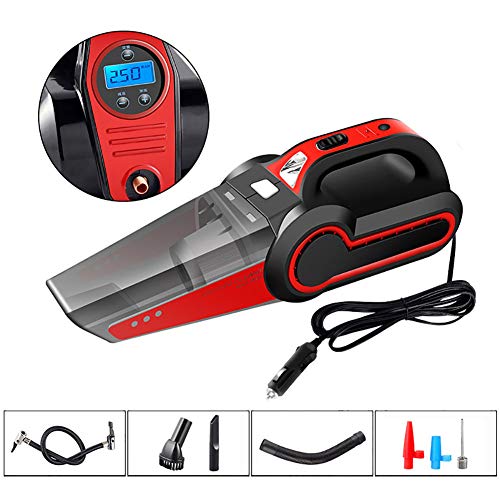 Handstaubsauger Akku Beutellos, 120W 3000 PA Handvakuum Cleane, Miniluftverdichter-Gummireifen Mit LED-Licht Langen Kabel Und