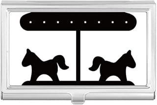 Black Carousel Amusement Park Outline Business Card Holder Case Pocket Box Wallet