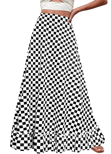 Afibi Women Plus Size Maxi Skirt Vintage High Waist Long Skirt with Pockets3