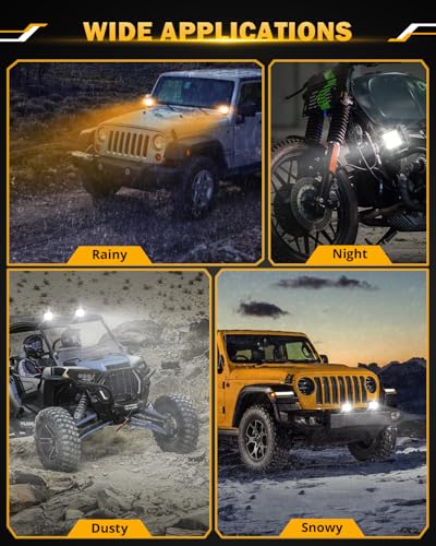 Image of Auxbeam LED Pods 3 Inch 72W Amber Fog Light, 6 Modes Strobe Cube Pod Light Bar Dual Color Yellow Spot Flood Offroad Driving Lights Ditch Lights for Truck Car ATV